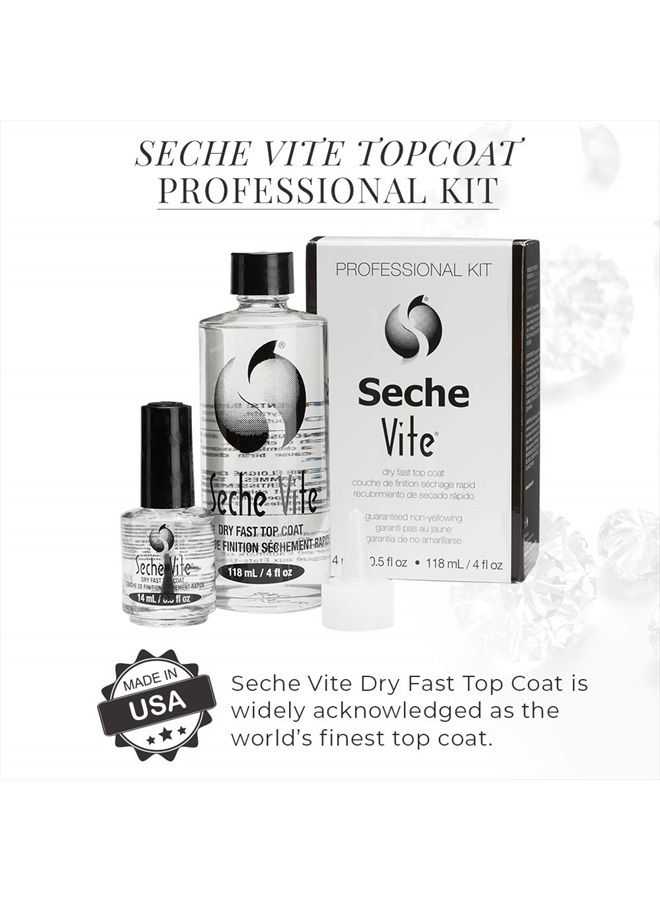 SECHE Vite Dry Fast Top Coat Professional Kit, 4 oz Refill & 0.50 oz - Image 3