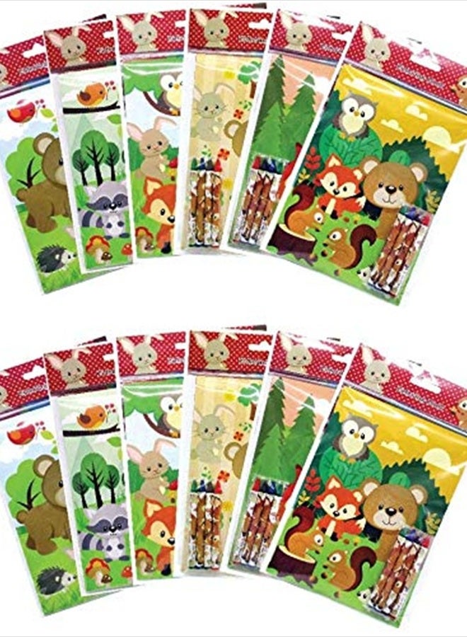 TINYMILLS كتاب تلوين حيوانات الغابة للأطفال مجموعة هدايا حفلات مع 12 كتاب تلوين و 48 قلم تلوين مخلوقات الغابة اللطيفة لحفلة عيد ميلاد - Image 2