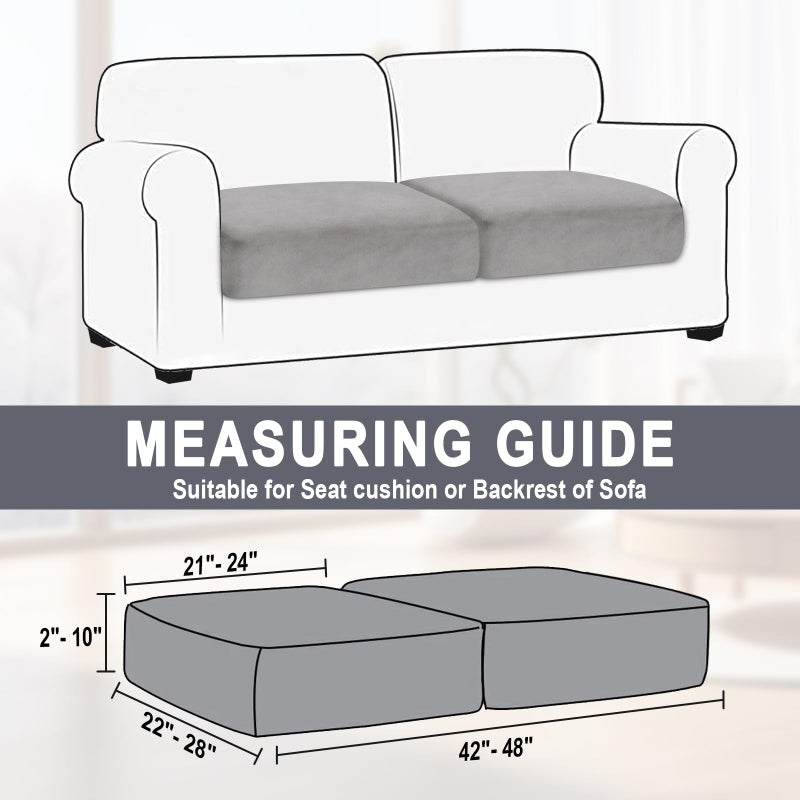 BT.WA Couch Cushion Cover Velvet 2 Pieces Seat Cushion Cover Stretch LoveSeat Couch Covers Separate Sectional Sofa Slipcovers Furniture Protector (2-Seater or Backrest  Light Grey) - Image 3