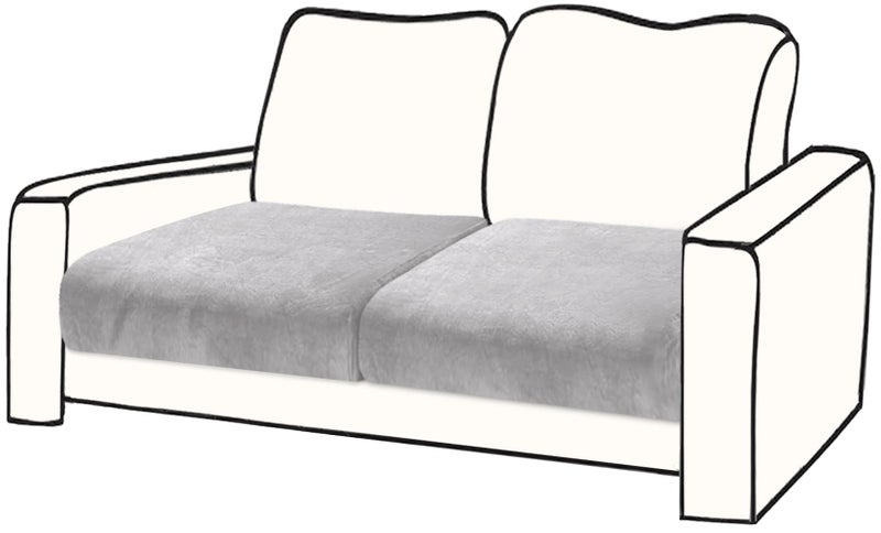 BT.WA Couch Cushion Cover Velvet 2 Pieces Seat Cushion Cover Stretch LoveSeat Couch Covers Separate Sectional Sofa Slipcovers Furniture Protector (2-Seater or Backrest  Light Grey) - Image 1