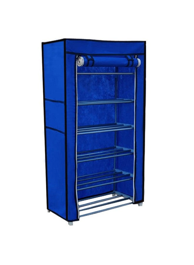 ROBMOB® Multipurpose 6 Tiers Shoe Rack with Dustproof Zip Cover, Multiuse Wide Space Storage Rack (Dark Blue, Metal) - Image 1