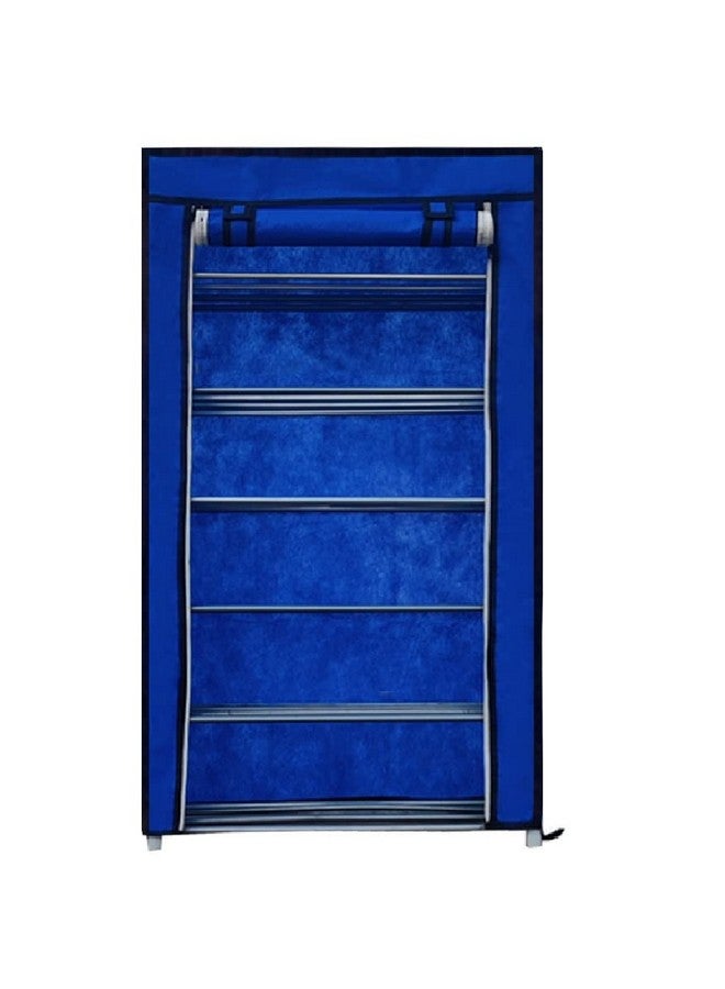 ROBMOB® Multipurpose 6 Tiers Shoe Rack with Dustproof Zip Cover, Multiuse Wide Space Storage Rack (Dark Blue, Metal) - Image 2