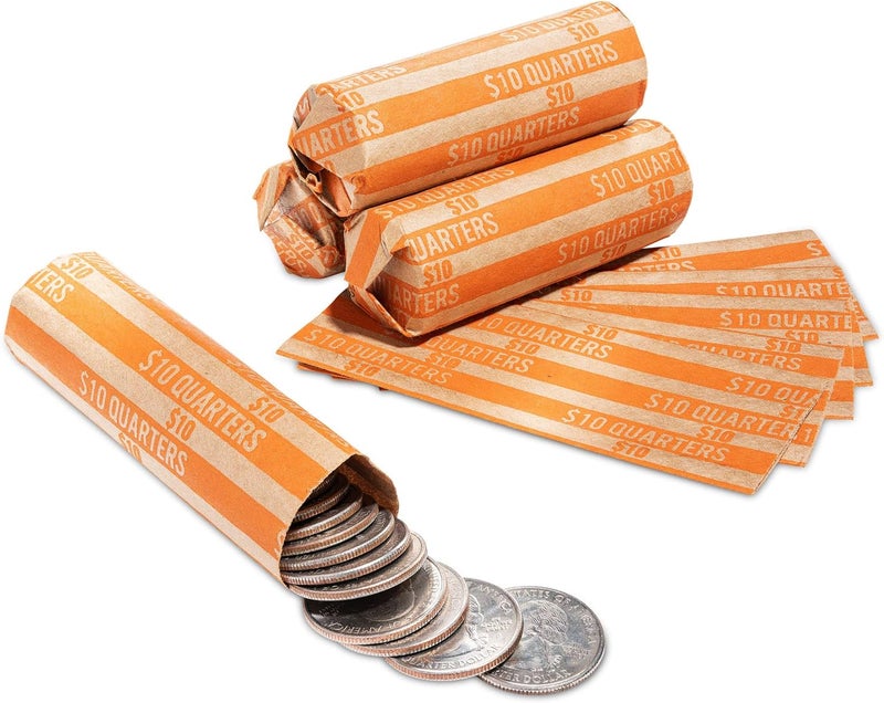 Manaloom 1000 Flat Coin Wrappers, Quarters Coin Holder, Convenient Quarter Storage Coin Wrapper - 1000 Pack - Image 1