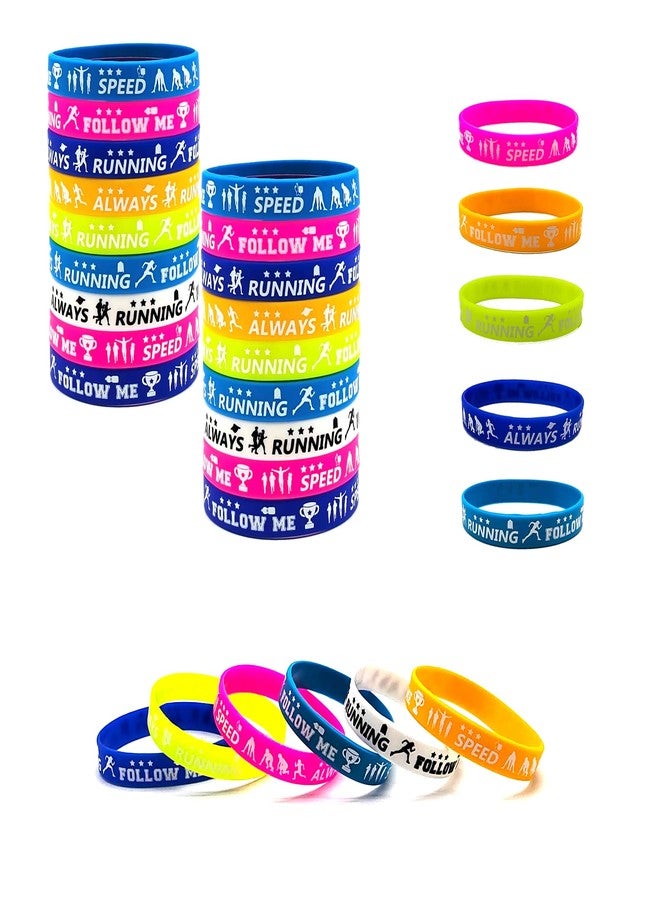 ATSMOICY 36 PCS Running Party Silicone Wristband Bracelets-Marathon Cross Country Run Running-Sport Festival Party Favors Supplies for Birthday School Prizes - Image 1