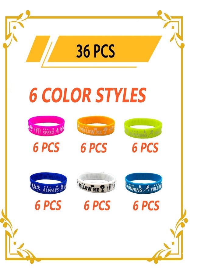 ATSMOICY 36 PCS Running Party Silicone Wristband Bracelets-Marathon Cross Country Run Running-Sport Festival Party Favors Supplies for Birthday School Prizes - Image 4