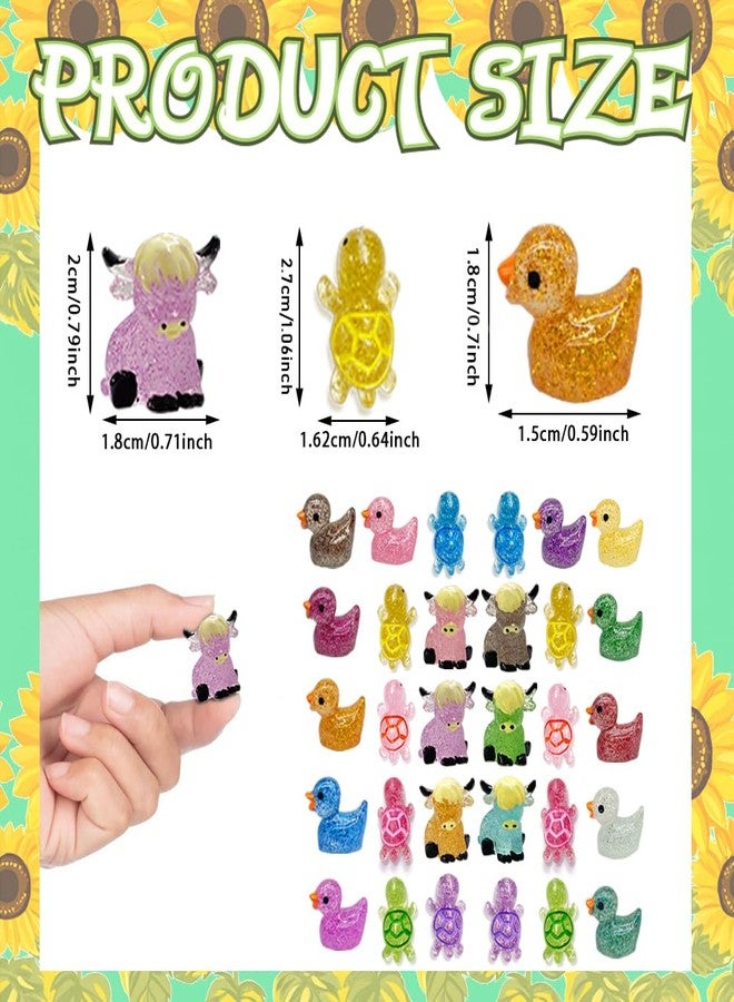 AWEELON 84Pcs Glitter Mini Resin Animal Including Duck Cow Turtles Miniature Decor Glowing Figure Animal Figurine Aquarium Dollhouse Decor for for Craft,Dollhouse,Home Decoratio - Image 2