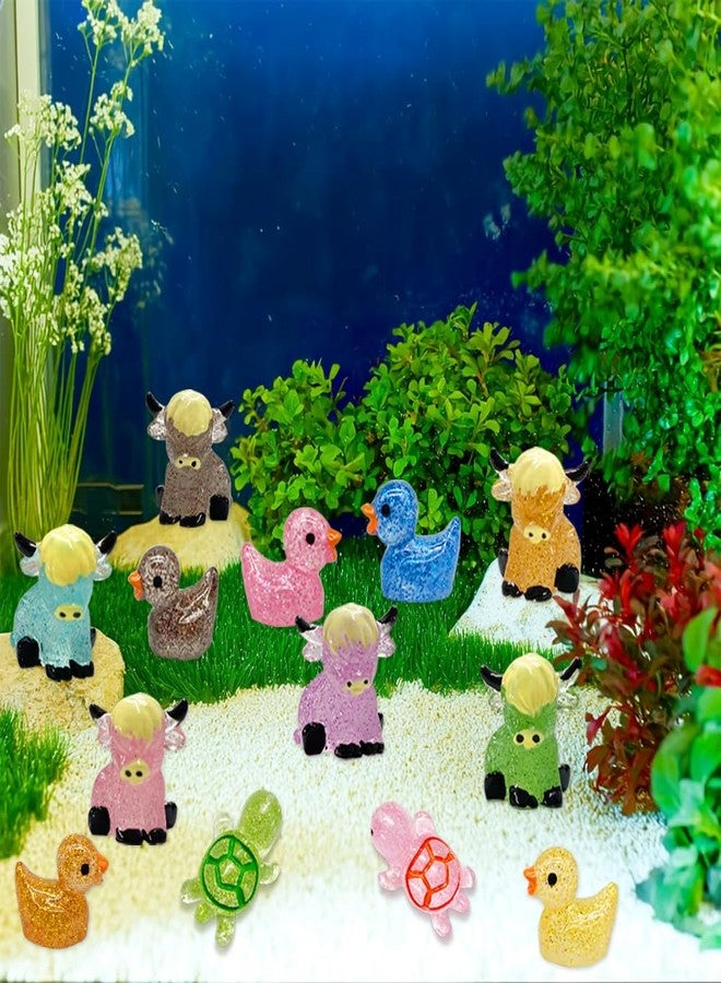 AWEELON 84Pcs Glitter Mini Resin Animal Including Duck Cow Turtles Miniature Decor Glowing Figure Animal Figurine Aquarium Dollhouse Decor for for Craft,Dollhouse,Home Decoratio - Image 4