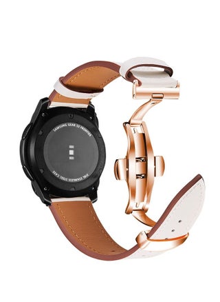 White with rose gold buckle