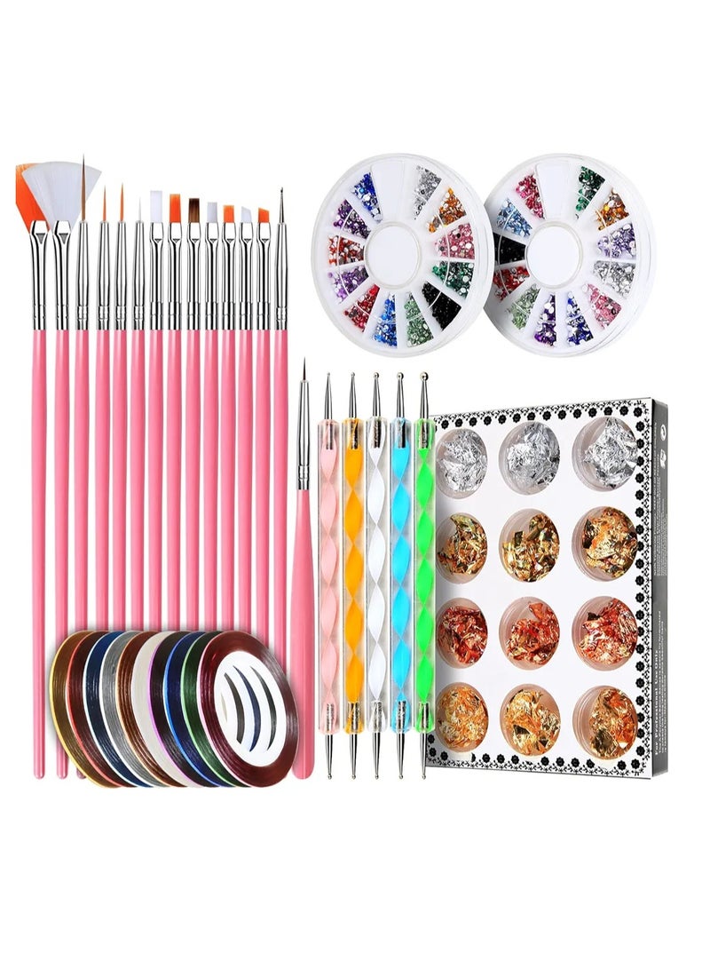 Mh 20pcs Nail Art Brushes with Nail Art Tools Kit Beginner for Nail Art Design Tools, 3D Nail Rhinestones, Nail Sequins, Nail Foils, Nail Line Strips, Nail Art Dotting Tools - Image 5
