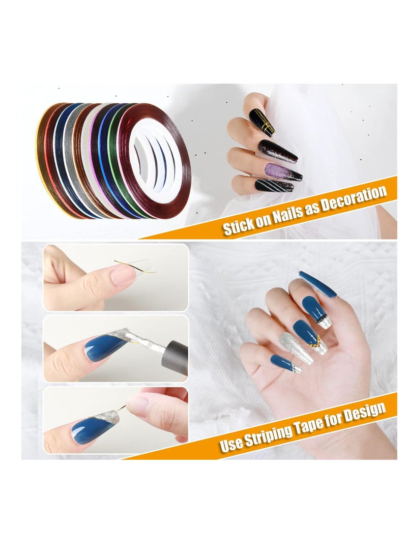 Mh 20pcs Nail Art Brushes with Nail Art Tools Kit Beginner for Nail Art Design Tools, 3D Nail Rhinestones, Nail Sequins, Nail Foils, Nail Line Strips, Nail Art Dotting Tools - Image 2