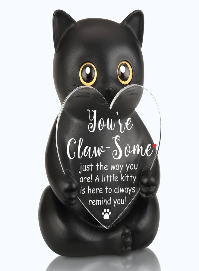 VYNWPDFLI Self-Acceptance Black Cat Resin Statue, Affirmation Gift for Coworker, Positivity Reminder for Cat Lovers, Encouraging Desk Figure for Home or Office, LSS49 - Image 1