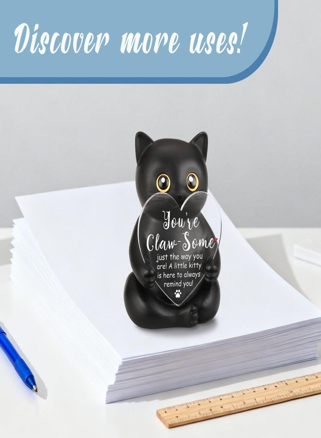 VYNWPDFLI Self-Acceptance Black Cat Resin Statue, Affirmation Gift for Coworker, Positivity Reminder for Cat Lovers, Encouraging Desk Figure for Home or Office, LSS49 - Image 4