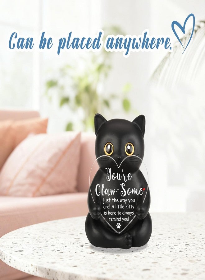 VYNWPDFLI Self-Acceptance Black Cat Resin Statue, Affirmation Gift for Coworker, Positivity Reminder for Cat Lovers, Encouraging Desk Figure for Home or Office, LSS49 - Image 3