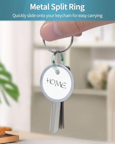 Uniclife 50 Pcs Key Tags 1 Inch White Paper Labels Writable Round Plastic Key Chain Tags with Split Rings Sturdy Lightweight Item Identifiers - Image 3