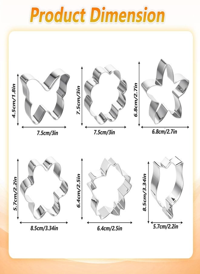 WJIAAA Flower Cookie Cutter Set,6Pcs Flower Shaped Cookie Cutter Baking Cutters Baking Bakeware for Holiday Birthday Party Decoration Daisy Butterfly - Image 4