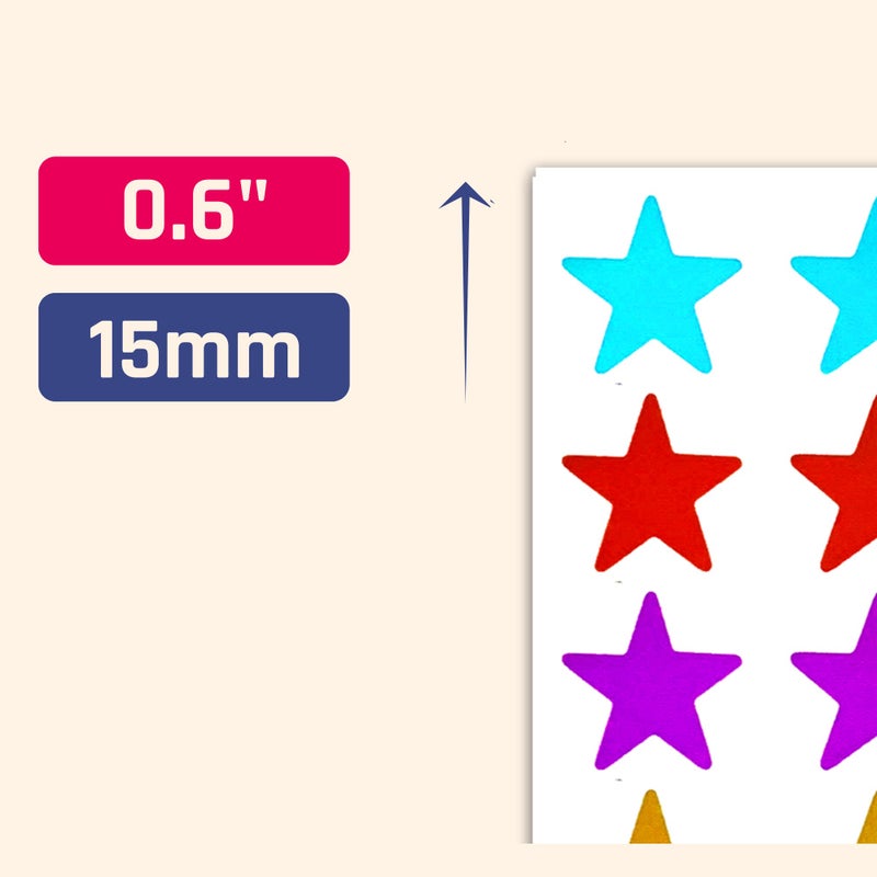 TownStix 8 ألوان، عبوة 1000، ملصقات نجوم معدنية لامعة، قطر 0.6" - Image 2
