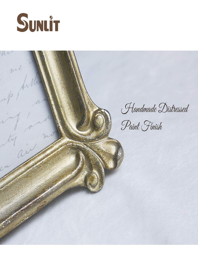 Sunlit إطار صور عتيق مضاء بأشعة الشمس، مقاس 5×7 بوصة، إطارات صور فاخرة عتيقة بواجهة زجاجية، لعرض الصور، أو تعليقها على سطح الطاولة أو الحائط، أفكار هدايا، ذهبي وفضي - Image 5