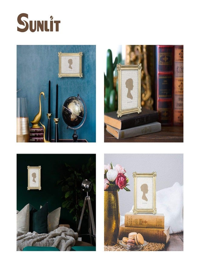 Sunlit إطار صور عتيق مضاء بأشعة الشمس، مقاس 5×7 بوصة، إطارات صور فاخرة عتيقة بواجهة زجاجية، لعرض الصور، أو تعليقها على سطح الطاولة أو الحائط، أفكار هدايا، ذهبي وفضي - Image 4