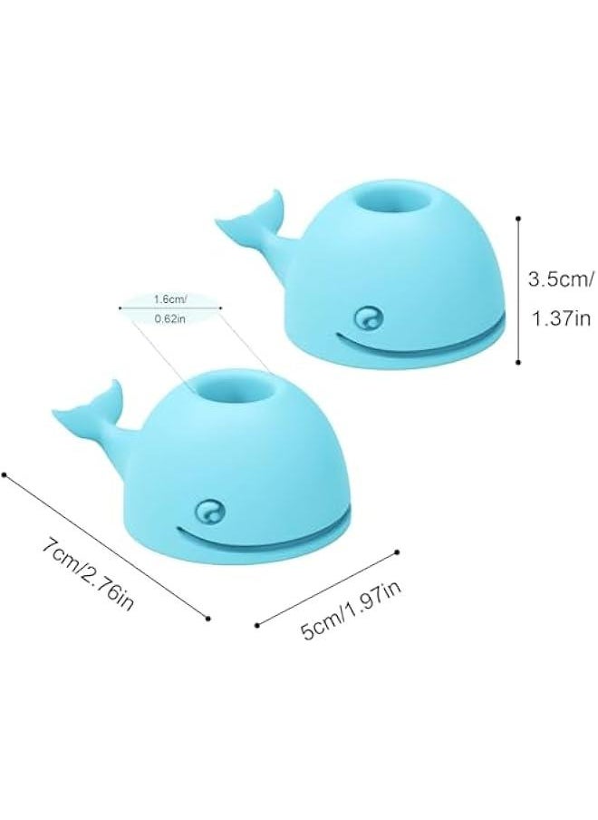Generic 2-Pack Mini Silicone Whale Tooth Brush Organizers for Bathroom Countertop, Cute Baby Blue Holder  - Image 2