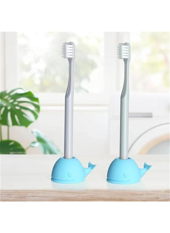 Generic 2-Pack Mini Silicone Whale Tooth Brush Organizers for Bathroom Countertop, Cute Baby Blue Holder  - Image 4