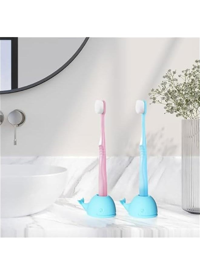 Generic 2-Pack Mini Silicone Whale Tooth Brush Organizers for Bathroom Countertop, Cute Baby Blue Holder  - Image 5