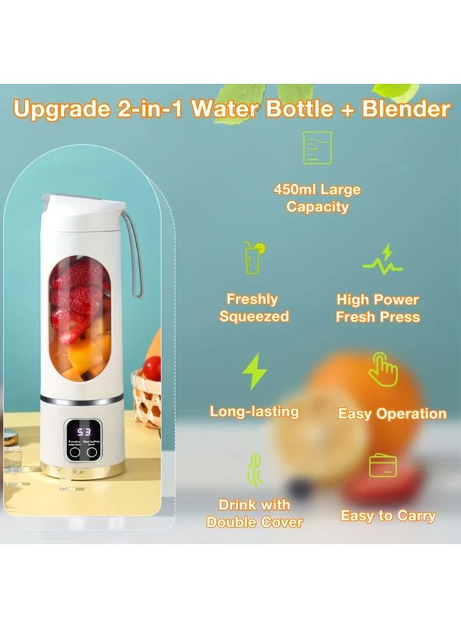 Portable Electric Juice Cup High Capacity Multifunctional Blender for Smoothie and Food Preparation USB Charging Suitable for Home Office Outdoor Travel and More White - Image 3