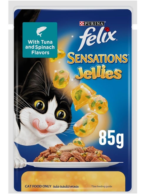 Felix Sensations Jellies With Chicken And Spinach Wet Cat Food 85 G