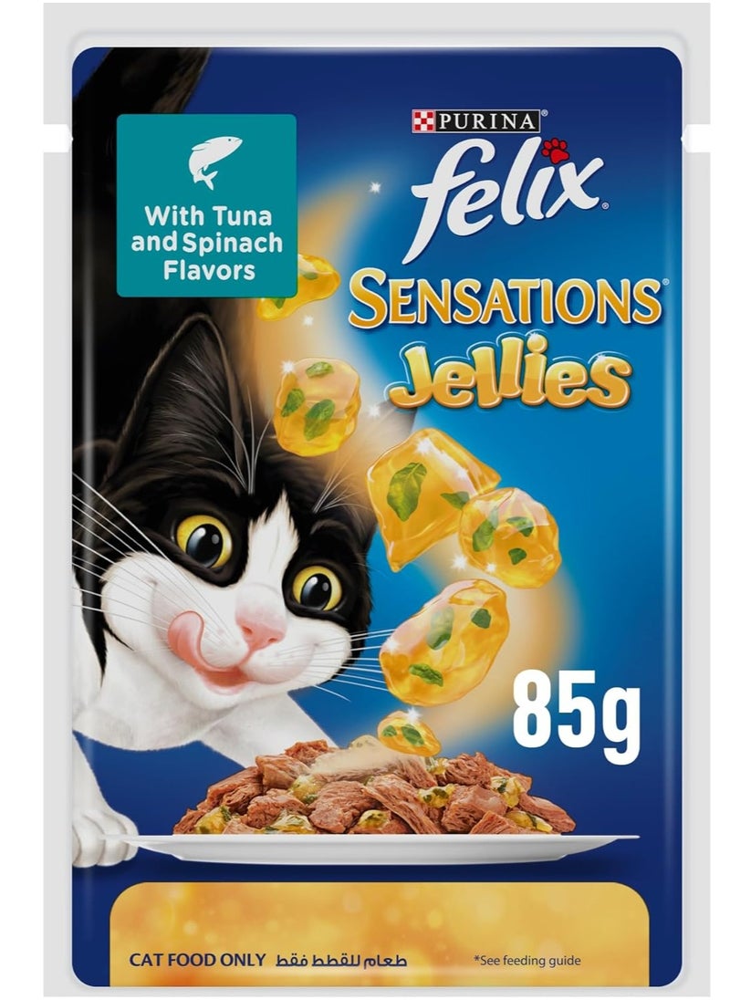 PURINA - Felix Sensations Jellies With Chicken And Spinach Wet Cat Food 85 G - Image 1