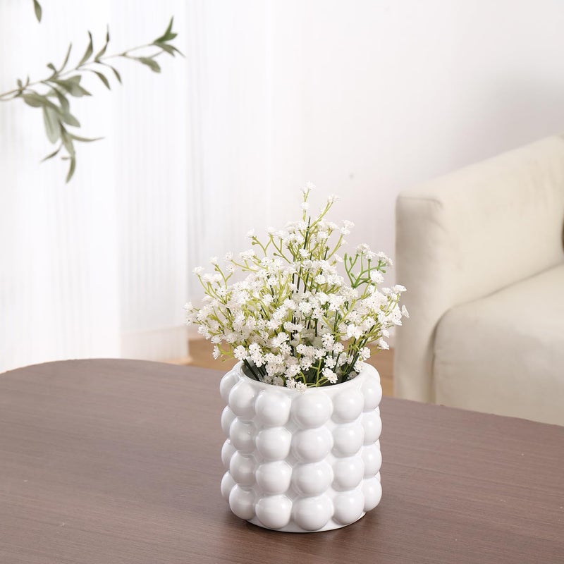Yanwe1 Bubble Vase  White Ceramic Vase  Small Short Vase  Ceramic Flower Vases For Home Decor  Decorative Vases For Living Room  Bedroom  Office  Shelf  Coffee Table  5 Inches - Image 3
