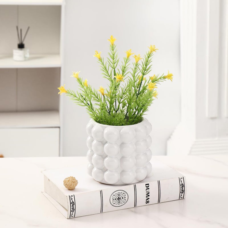 Yanwe1 Bubble Vase  White Ceramic Vase  Small Short Vase  Ceramic Flower Vases For Home Decor  Decorative Vases For Living Room  Bedroom  Office  Shelf  Coffee Table  5 Inches - Image 5