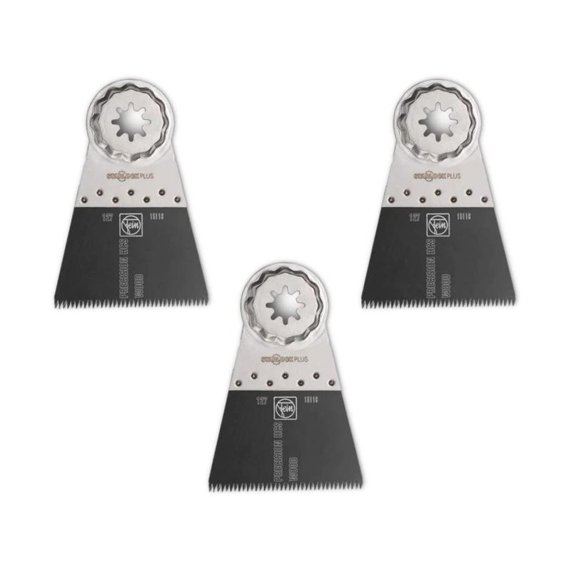 Fein Starlock Plus E-Cut Precision Saw Blade - Precision Cutting for Wood, Drywall & Soft Plastics, Double-Row Japanese Teeth, Extra-Wide, 2-1/2" Width, 2" Length, 3-Pack - 63502127270 - Image 1