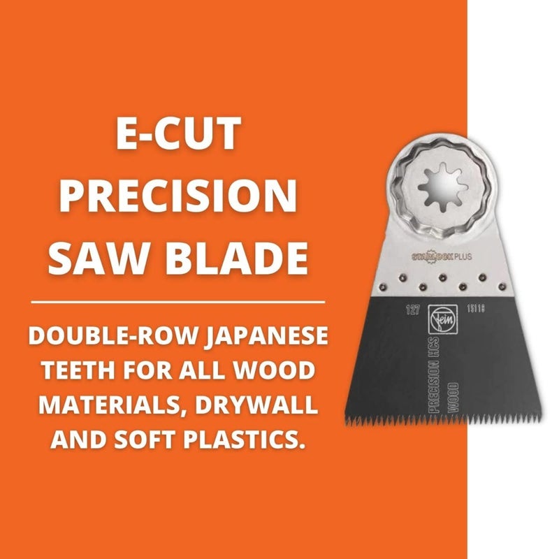 Fein Starlock Plus E-Cut Precision Saw Blade - Precision Cutting for Wood, Drywall & Soft Plastics, Double-Row Japanese Teeth, Extra-Wide, 2-1/2" Width, 2" Length, 3-Pack - 63502127270 - Image 3