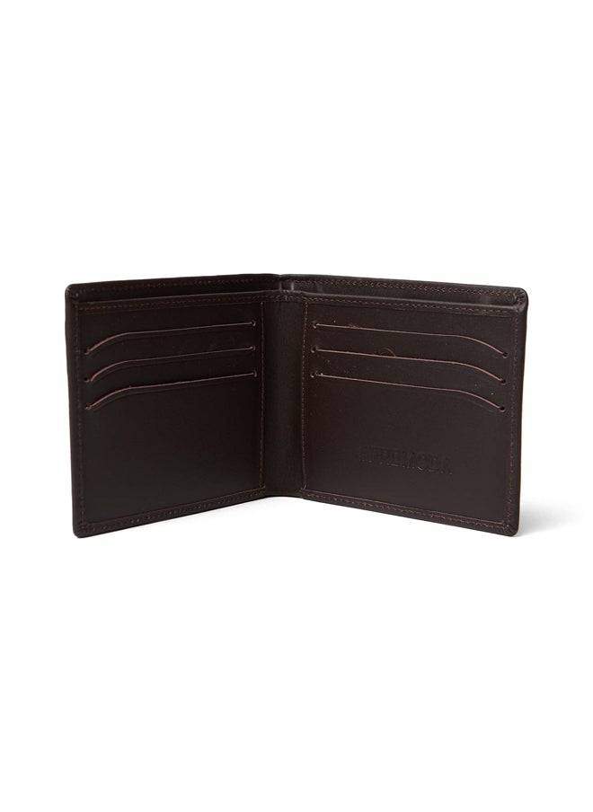 Premoda - Fashionable Logo Embellished Genuine Leather Bi-Fold Wallet - Image 1