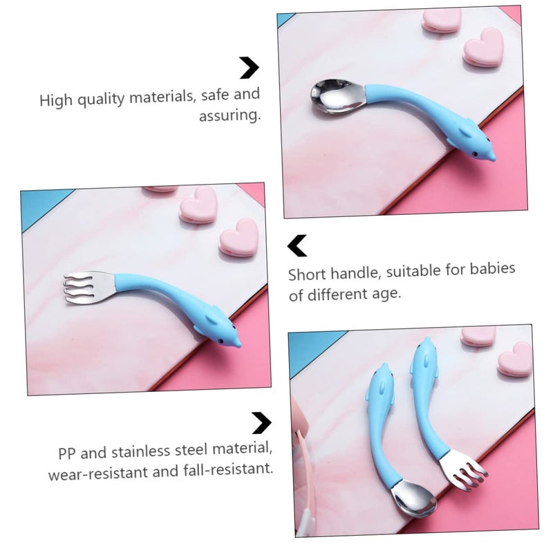 Stainless Steel Kids Fork And Spoon Set With Cartoon Handles Heat Resistant Tableware Gift Box - Image 5