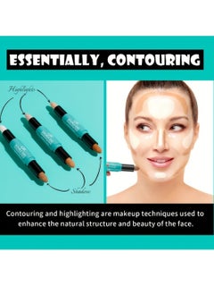 QIC 2 in1 Contouring Stick Highlighting Contour Highlighter Makeup Stick Double ended Eye Concealer Stick Facial Highlighter Makeup Mineral Contour Concealer Smooth Cream Bronzer Stick Shading Stick 02  - Image 5
