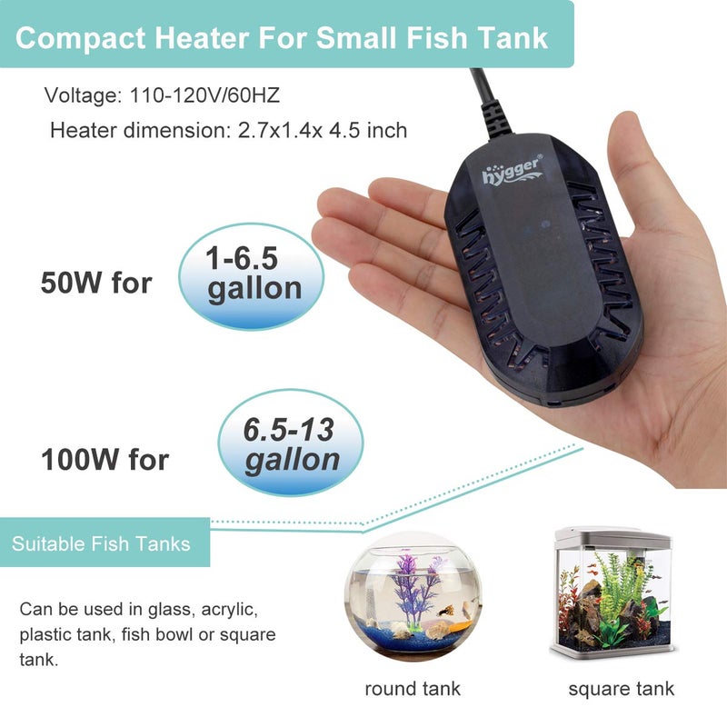 hygger 50W Mini Submersible Digital Display Aquarium Heater for Small Fish Tank, Compact and Fast Heating Thermostat, with External Controller and Built-in Thermometer, for Betta, Turtle - Image 3