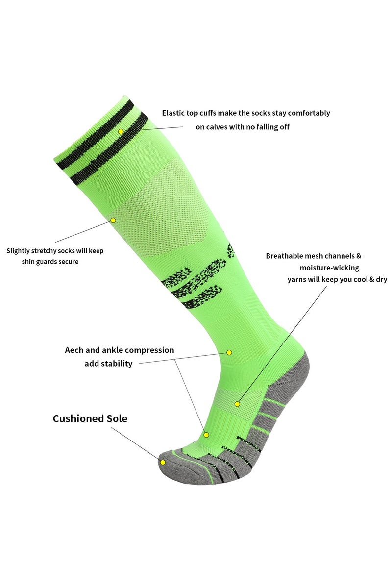 SKY WING Soccer Socks, Sport Knee High Socks Calf Compression Athletic Socks for Mens and Women Running&Training Football Thickening Keep Warm Sock-Green-1 Pair - Image 3