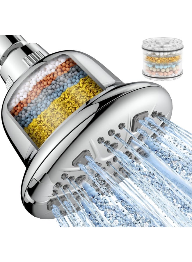 Bukela Filtered Shower Head - High Pressure Shower Head with Filter for Hard Water Softener - 7 Settings Bathroom Rain Showerhead to Remove Chlorine and Heavy Metals (Chrome) - Image 1