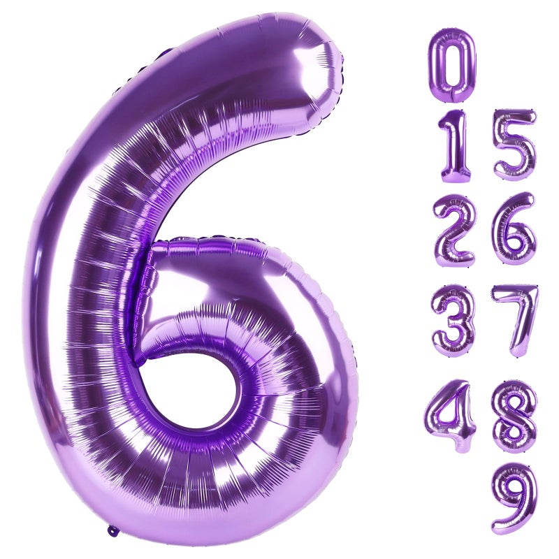 Mluchee 6 Balloon Number 40 Inch 6th 6 7 Birthday Balloon for Boy Girl Purple 16 60 61 65 Numbers Balloons Birthday Party Wedding Events Decorations - Image 2