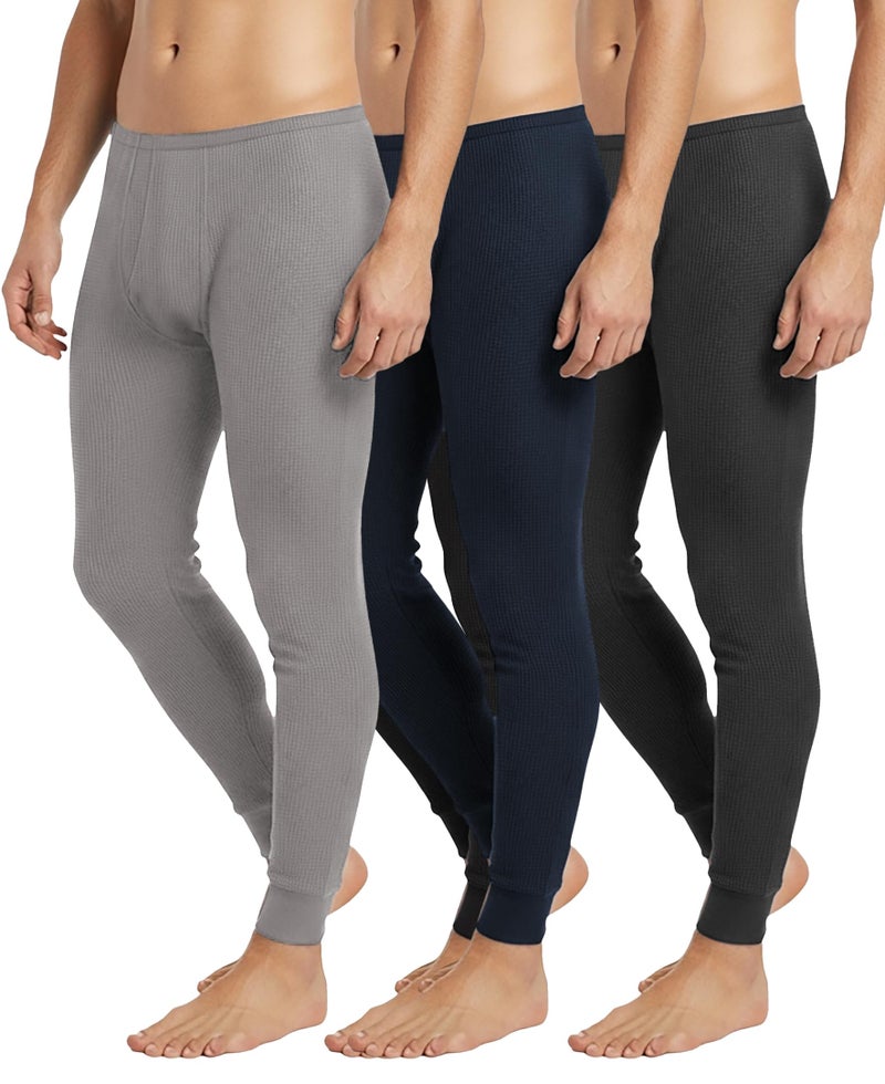 Andrew Scott Men's Traditional Waffle Thermal Underwear Bottoms | Cotton Blend Baselayer Thermal Pants | Multi Packs - Image 1