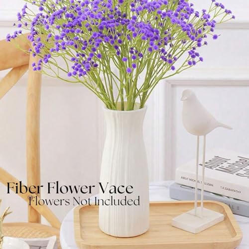 Ascension Plastic Flower Pot for Bedroom, Office Living Room Decorative Vase for Home Decor Centerpiece Vases for Pampas Grass Dried Flower Holder for Table Decoration, Only Vase Not Flowers (White) - Image 2