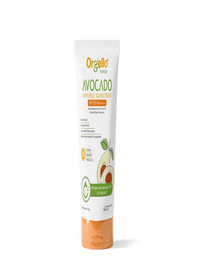 Orgello Avocado Invisible Sunscreen SPF 50 PA++++ | Broad-Spectrum UV-A & UV-B… - Image 1