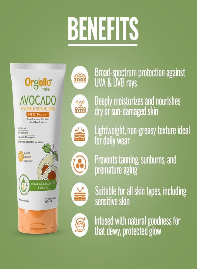 Orgello Avocado Invisible Sunscreen SPF 50 PA++++ | Broad-Spectrum UV-A & UV-B… - Image 4