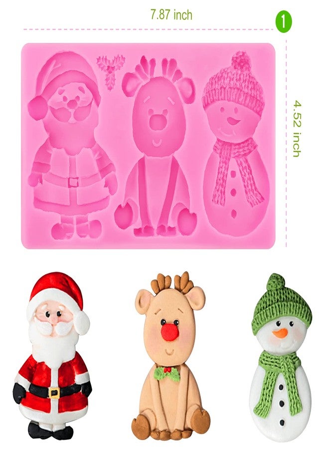 LLPMutu Christmas Fondant Molds Christmas Silicone Candy Molds 3D Santa Claus Snowman Reindeer Silicone Christmas Cookie Mold Candy Cane Chocolate Mold for Candy Pudding Jelly Cake Cupcake Topper Decoration - Image 5