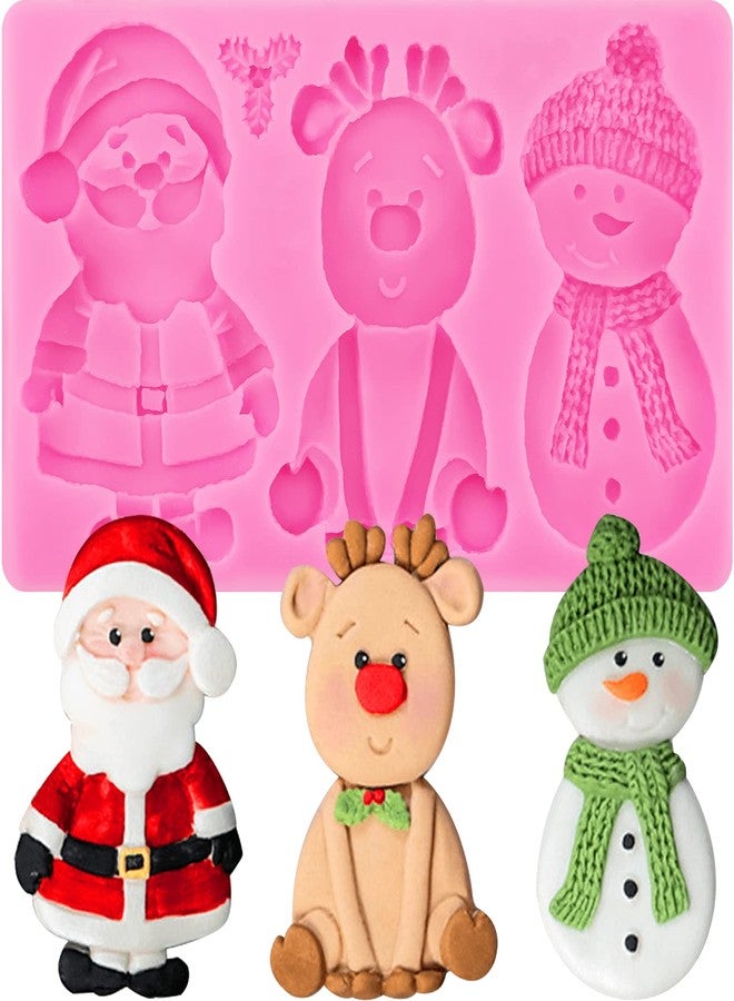 LLPMutu Christmas Fondant Molds Christmas Silicone Candy Molds 3D Santa Claus Snowman Reindeer Silicone Christmas Cookie Mold Candy Cane Chocolate Mold for Candy Pudding Jelly Cake Cupcake Topper Decoration - Image 1