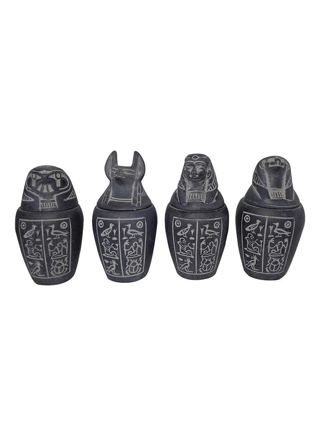 Set Of 4 Egyptian Ancient Canopic Jars Canopy Jar Organs Storage Statue Statues Pharaoh Pharaohs Collection