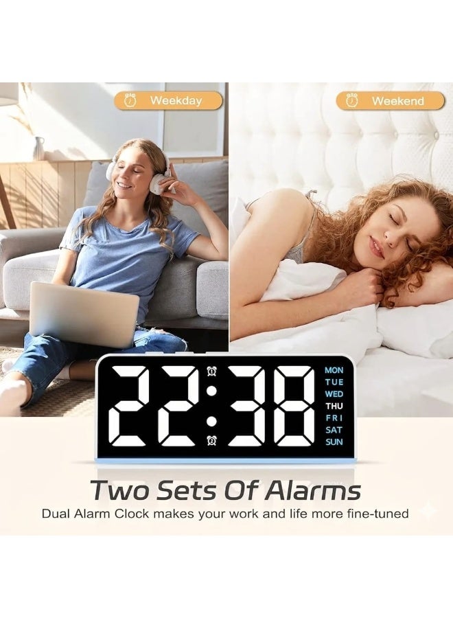 LED Digital Alarm Clock with Backlight – Displays Time, Date, and Temperature; Night Light; Snooze Function; Modern Desktop Design; Battery Backup and Automatic Brightness Sensor – Mains Powered - Image 4