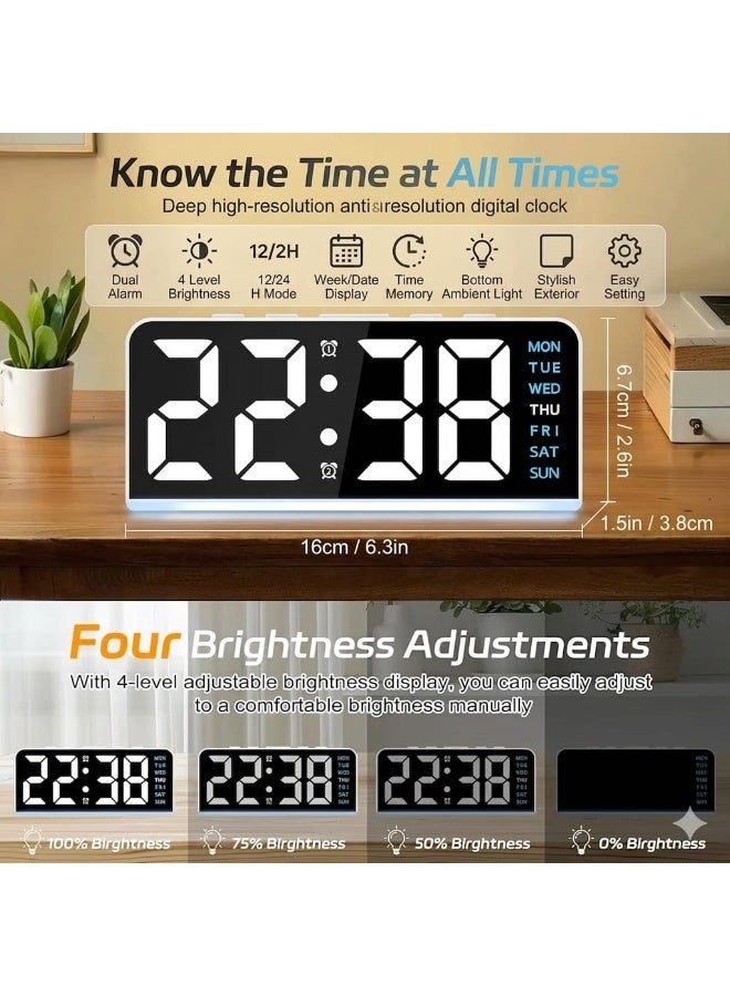 LED Digital Alarm Clock with Backlight – Displays Time, Date, and Temperature; Night Light; Snooze Function; Modern Desktop Design; Battery Backup and Automatic Brightness Sensor – Mains Powered - Image 3