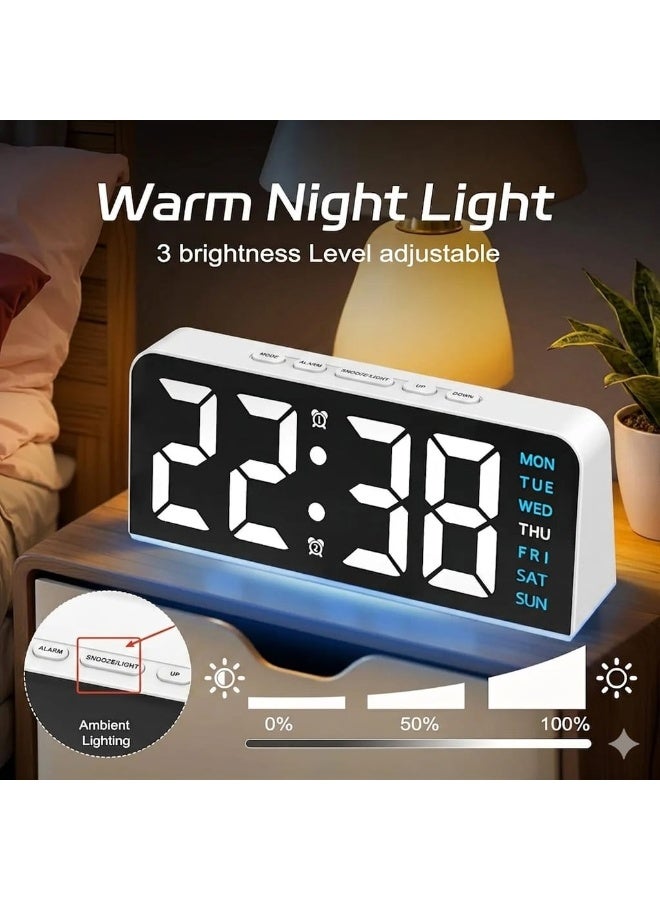 LED Digital Alarm Clock with Backlight – Displays Time, Date, and Temperature; Night Light; Snooze Function; Modern Desktop Design; Battery Backup and Automatic Brightness Sensor – Mains Powered - Image 5