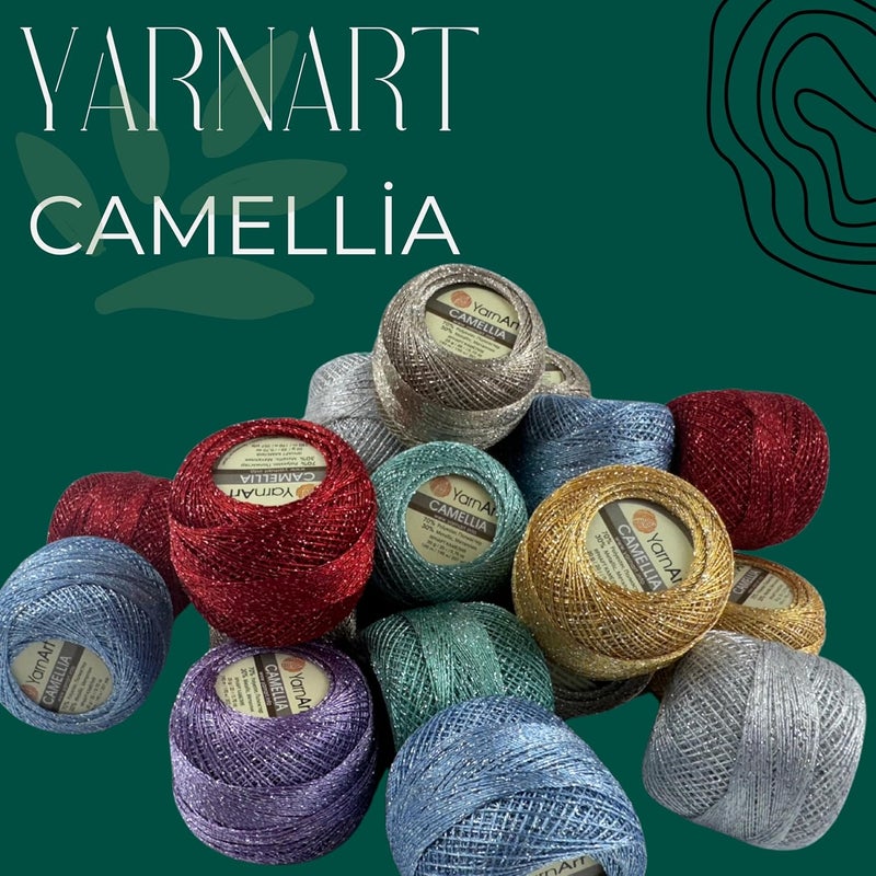 YarnArt Yarnart Camellia Metallic Shimmer Fine Yarn  70 Polyester 30 Metallic 192m 20g Crochet Thread Lace Embroidery Jewelry Making and Decorative Craft Yarn 125mm Hook Gold - Image 4